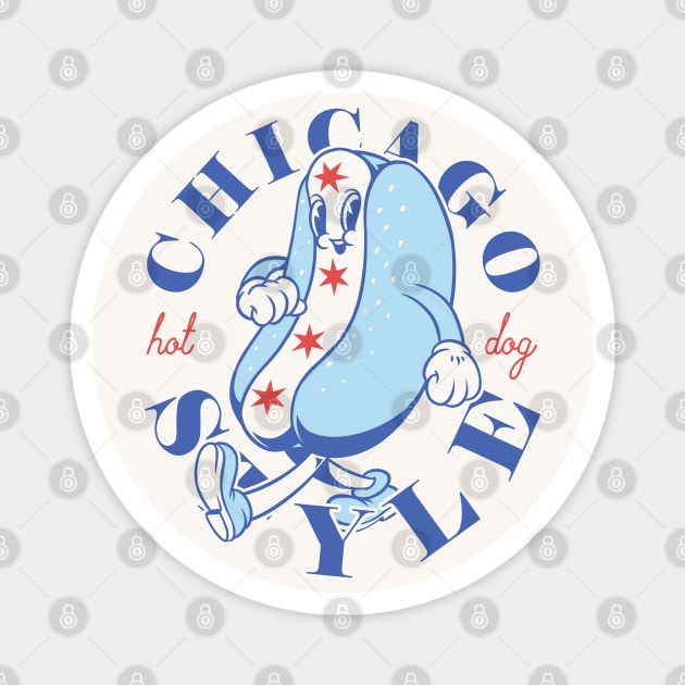 Chicago Style Hot Dog Flag | Glizzy Traditional Specific Signature Food Famous No Ketchup Chicago Flag Dog | Chicago Illinois State South Side South Suburbs Depression Sandwich Anthropomorphic Mascot Magnet by anycolordesigns